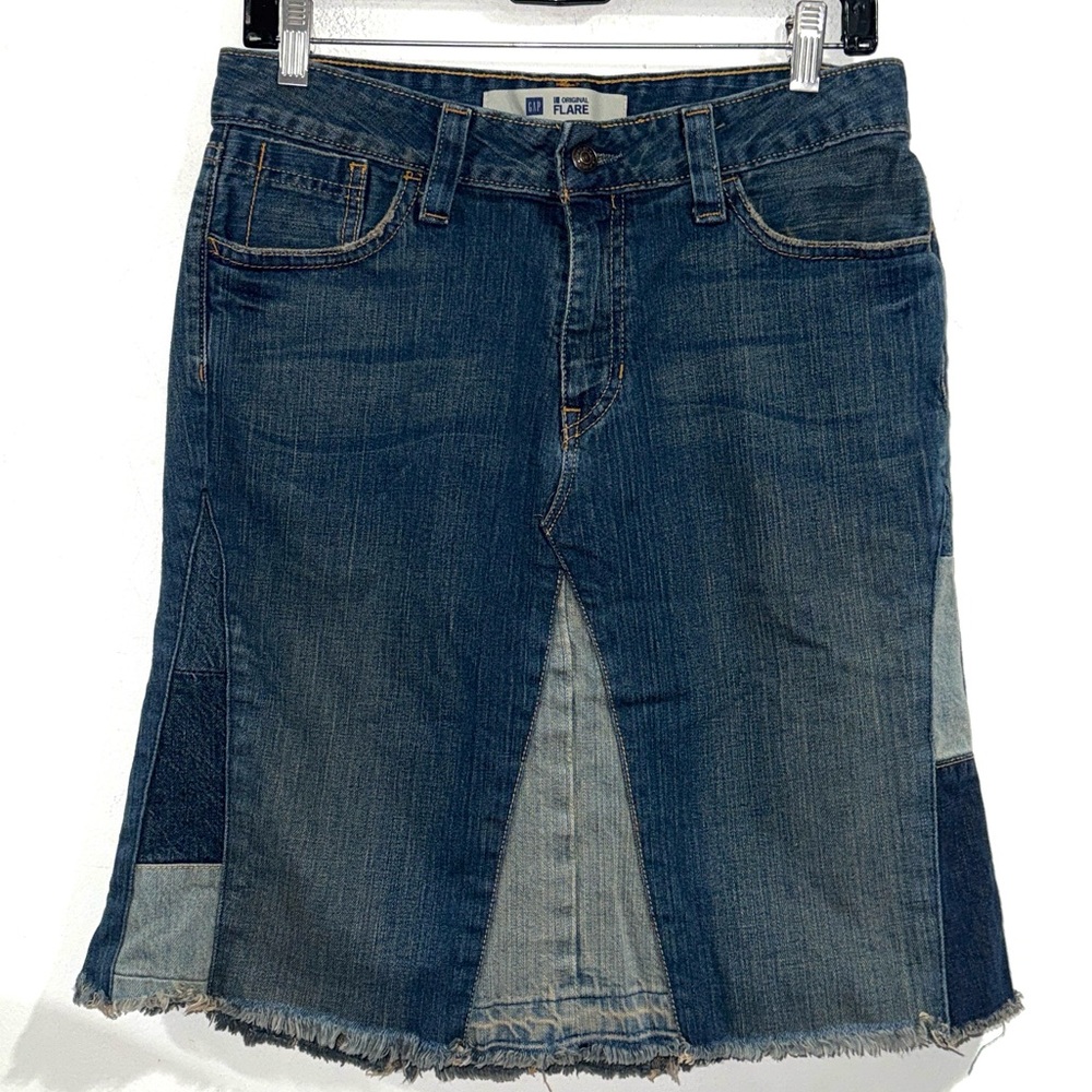 Gap Patchwork skirt Denim Jean boho bohemian 90’s… - image 1